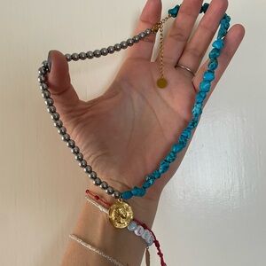 Turquoise and Silver Beaded Necklace